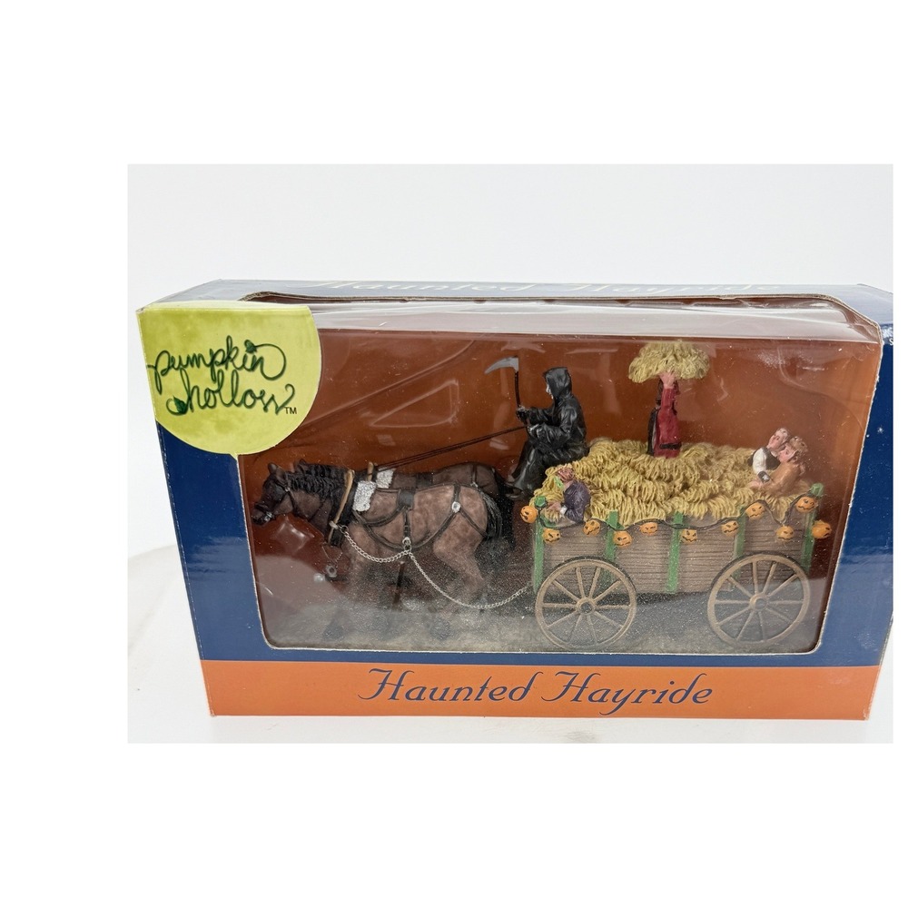 Lemax Pumpkin Hollow Haunted Hayride 2006 Horse Wagon Halloween Village Retired